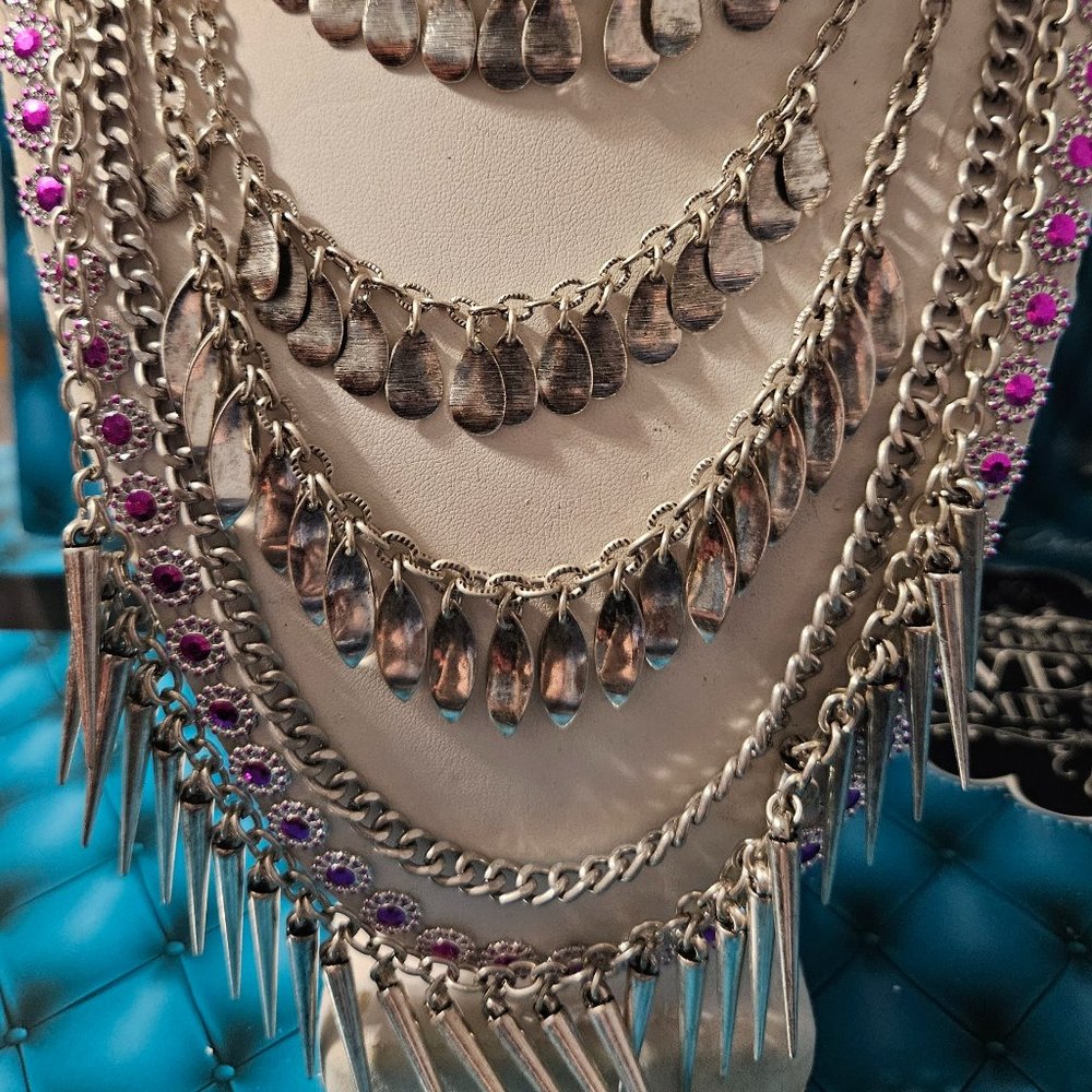 Premier Designs Jewelry ON POINTE 16"-28" Silver Spike Rock Star Necklace
